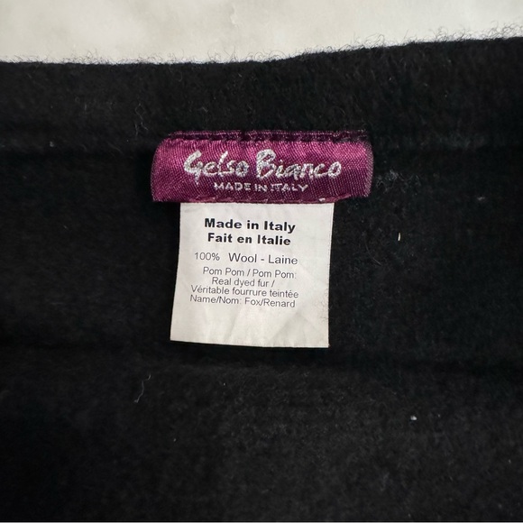 Gelso Bianco wool black toque Beanie with Pink Pom Pom - Picture 3 of 4